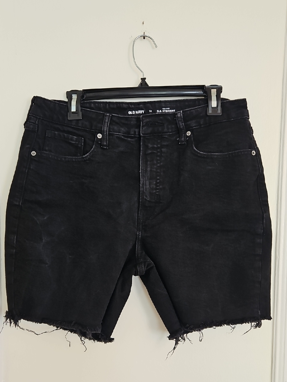 Old Navy Black Frayed Hem Denim Shorts